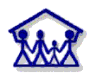 Logo of the Mental Health and Housing community-university research alliance depicting four individuals of varying heights holding up a peaked roof-like structure.